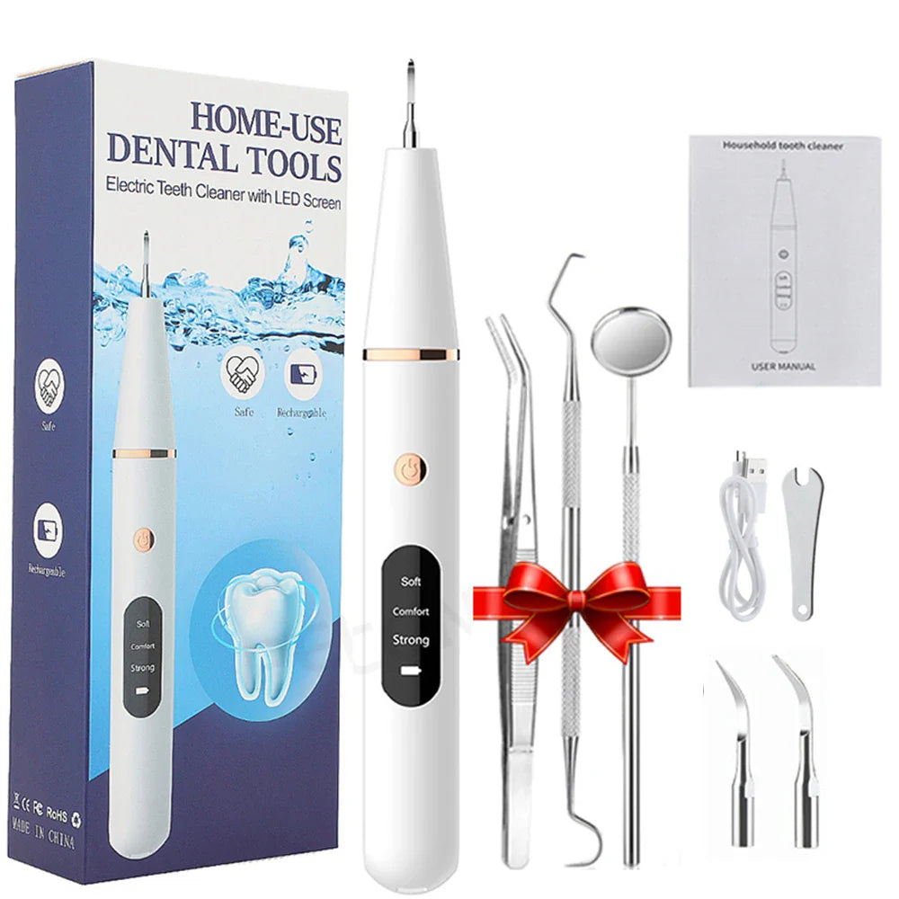 Limpiador dental ultrasónico | Limpiador dental recargable con diseño ergonómico | Eliminador eficaz de manchas dentales para higiene oral en casa