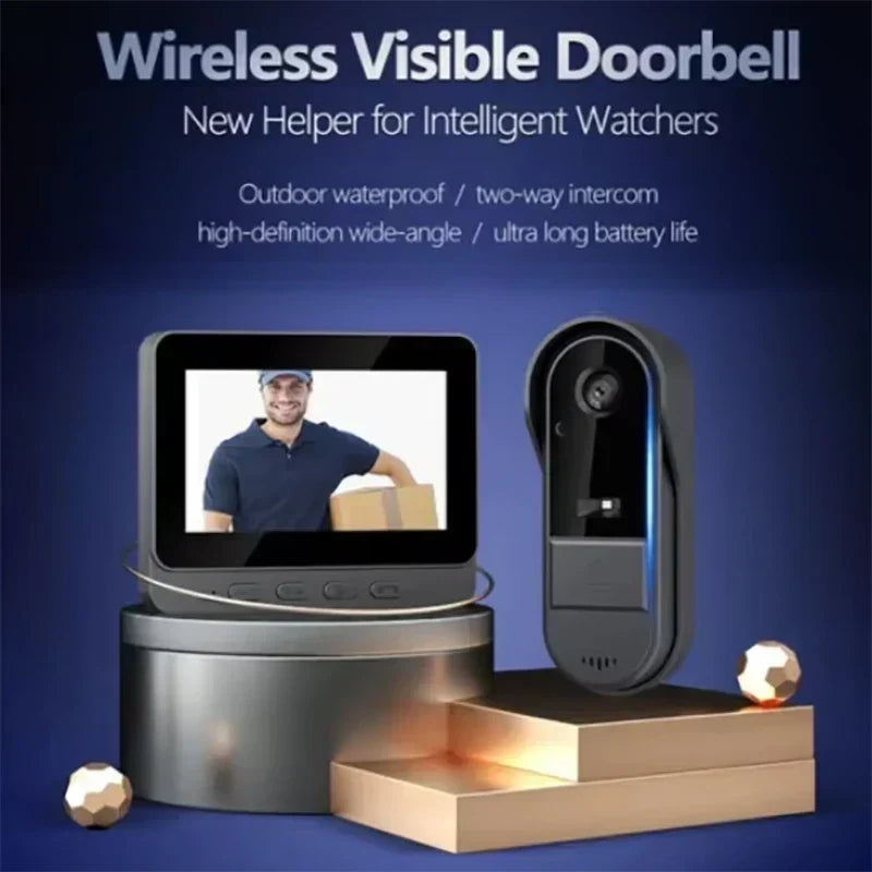 Visor de puerta inteligente con video, audio bidireccional y visión nocturna: pantalla de 4.3", batería recargable y diseño resistente a la intemperie para la seguridad de la puerta principal