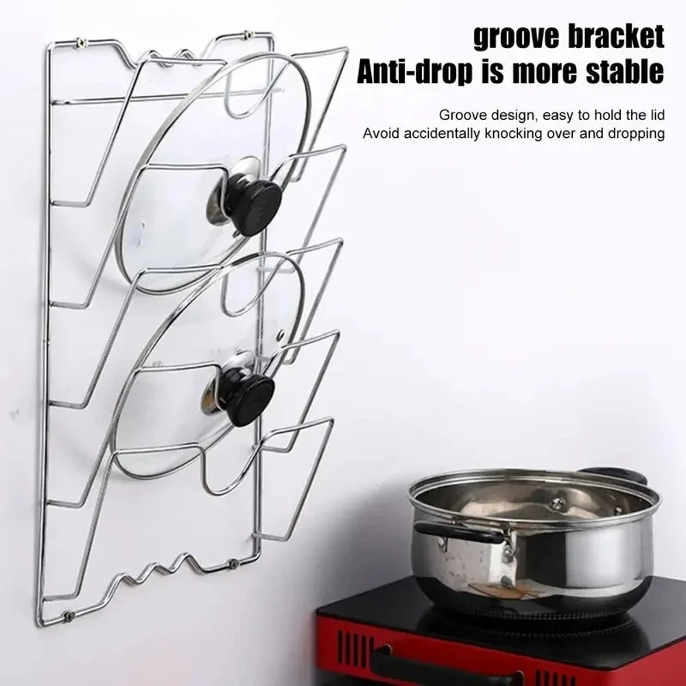 STACKORA – Wall Mounted Pot Lid Organizer Rack