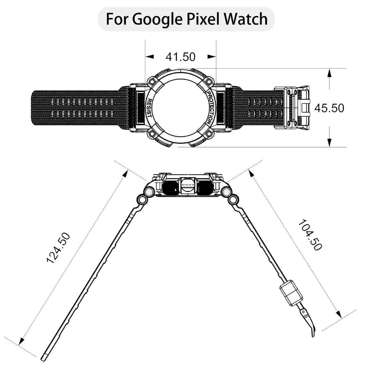 Protective Strap & Shell Combo for Pixel Watch – Matching Band & Bumper Case