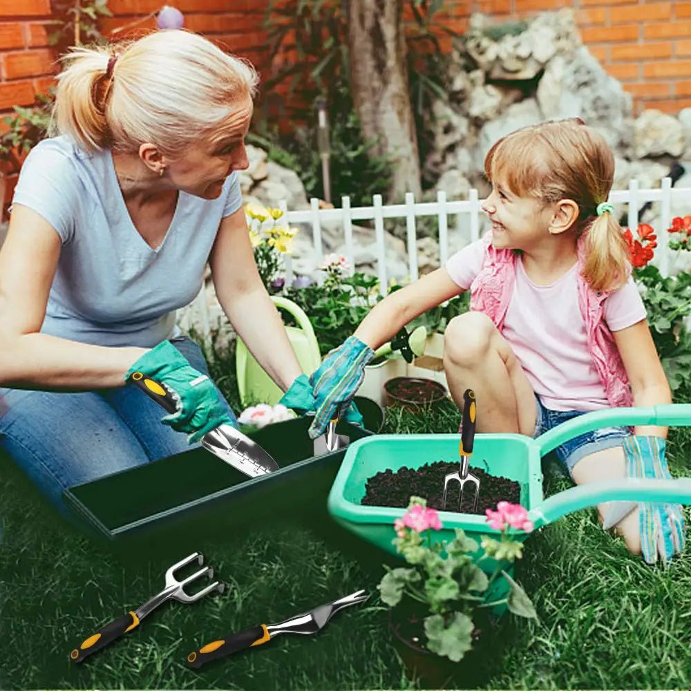 Set GardenGrip – Herramientas ergonómicas de acero inoxidable – Kit completo de herramientas de mano