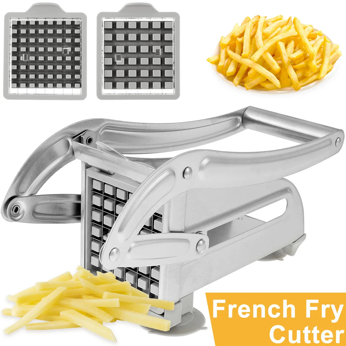 Picadora de verduras y cortadora de patatas de alta resistencia - Cortador de patatas fritas de acero inoxidable