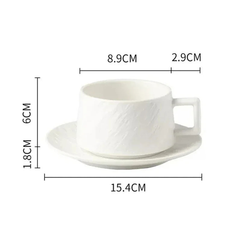 Glazed Stoneware Cup and Saucer Set for Coffee, Tea, and Hot Beverages – Minimalist Japanese-Inspired Design for Kitchen, Dining Room, and H