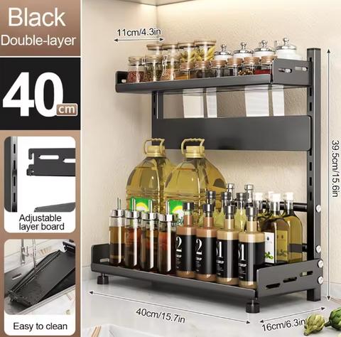 Organizador de especias Sable - Diseño compacto de dos niveles para almacenamiento en cocina