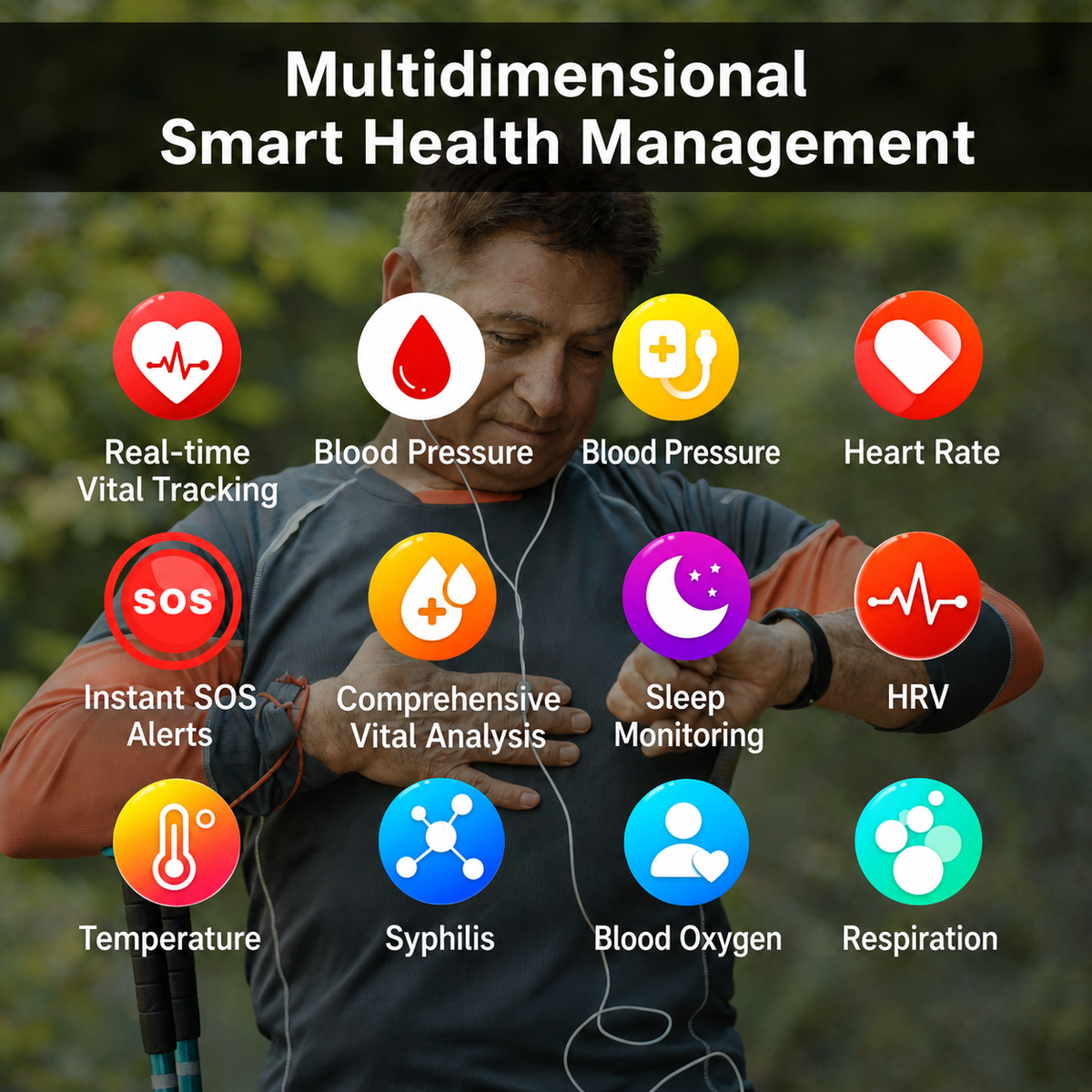 Reloj inteligente de fitness con Bluetooth y monitor de oxígeno: seguimiento diario de actividad y salud