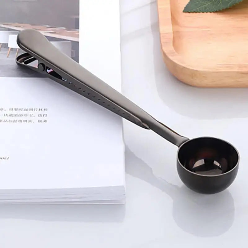 Stainless Steel Coffee Spoon Clip – 7 Inch Dual Function Bag Sealer and Measuring Spoon Coffee Accessory