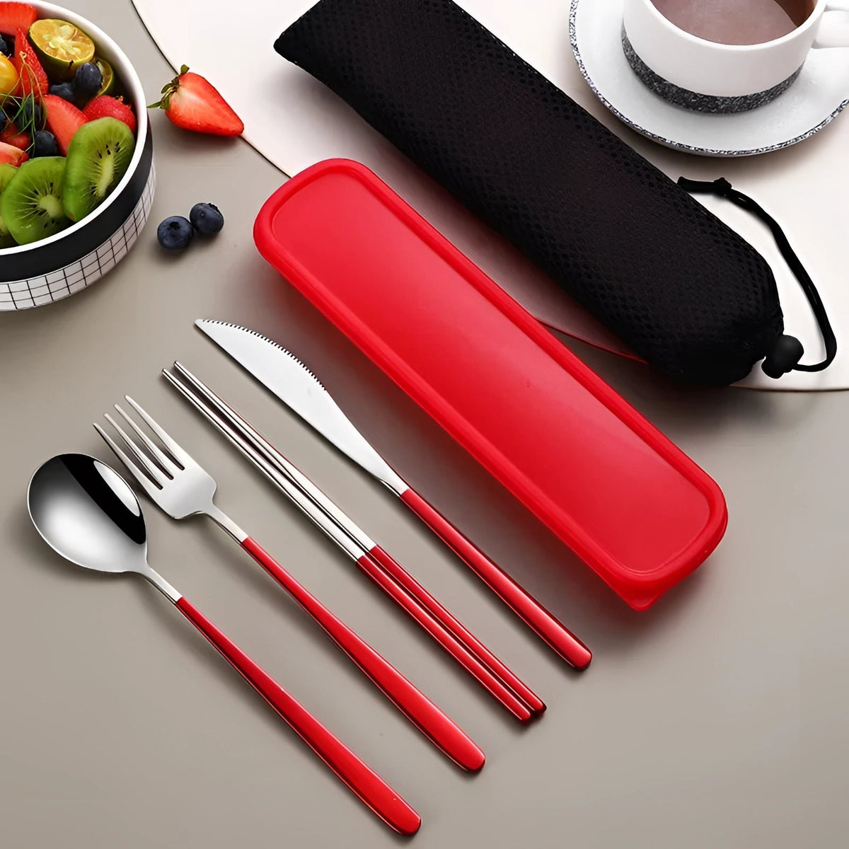 Eco-Friendly Travel Utensil Set with Protective Case | Portable Stainless Steel Flatware for On-the-Go Dining