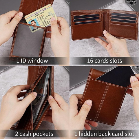 SlimArmor | RFID-Blocking Leather Bifold Wallet for Men with 16 Card Slots | Durable Design for Everyday Use