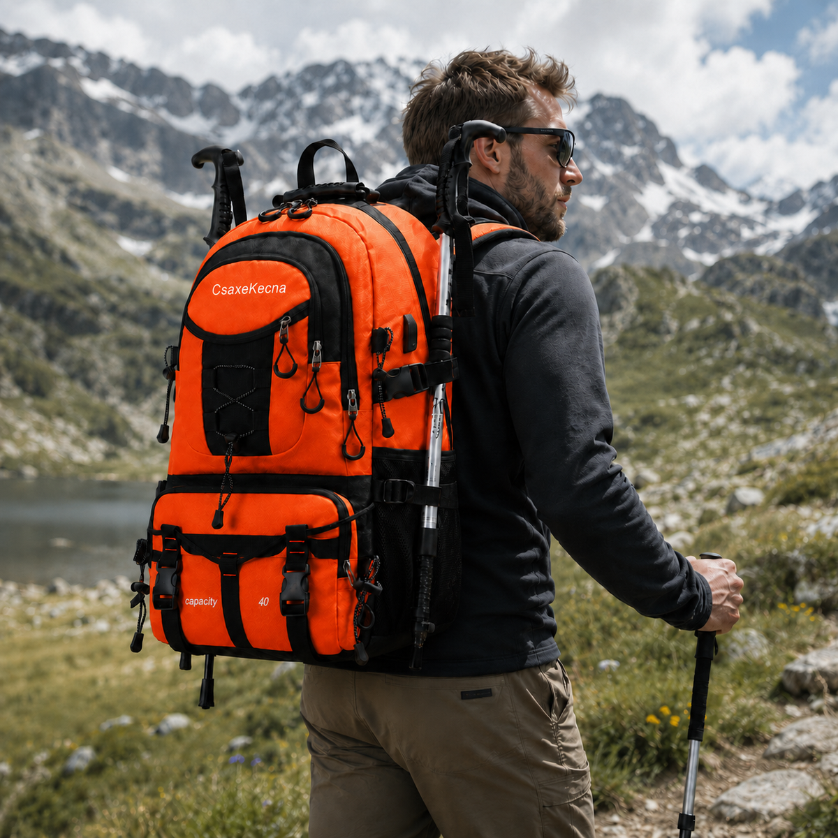 40L Hiking Backpack with USB Charging Port for Multi-Day Treks & Camping Trips – Water-Resistant Outdoor Daypack with Laptop Sleeve