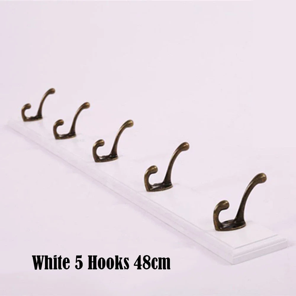 Wooden Wall-Mount Coat Rack with Hooks for Entryway, Hallway, Bedroom – Space-Saving Hanging Storage for Jackets, Scarves, Bags, Keys