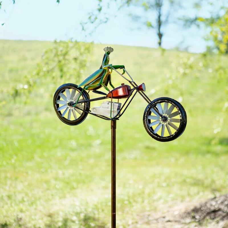 Metal Garden Windmill Spinner with Animals on Bike | Whimsical Yard Art Wind Decoration | Rotating Wheel Lawn Ornament for Outdoor Garden