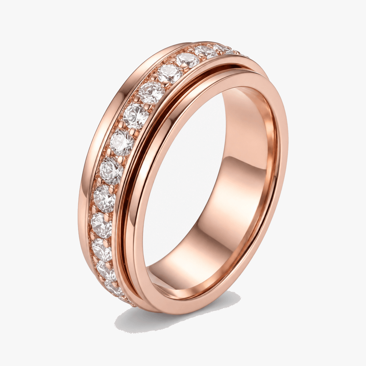 Titanium Steel Spinner Ring with Zirconia Stones for Anxiety Relief & Everyday Wear | Hypoallergenic Fidget Ring for Women & Men