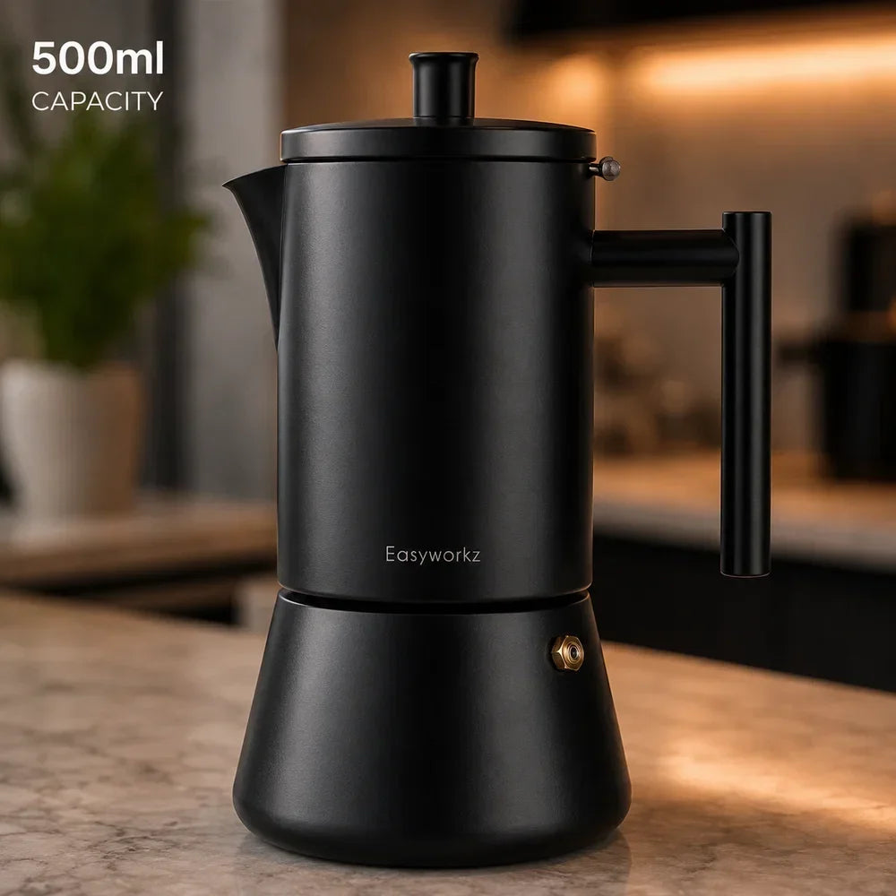 Stainless Steel Stovetop Coffee Percolator with Non-Drip Spout – Induction Ready Espresso Brewer for Gas Electric Ceramic Cooktop Home Café