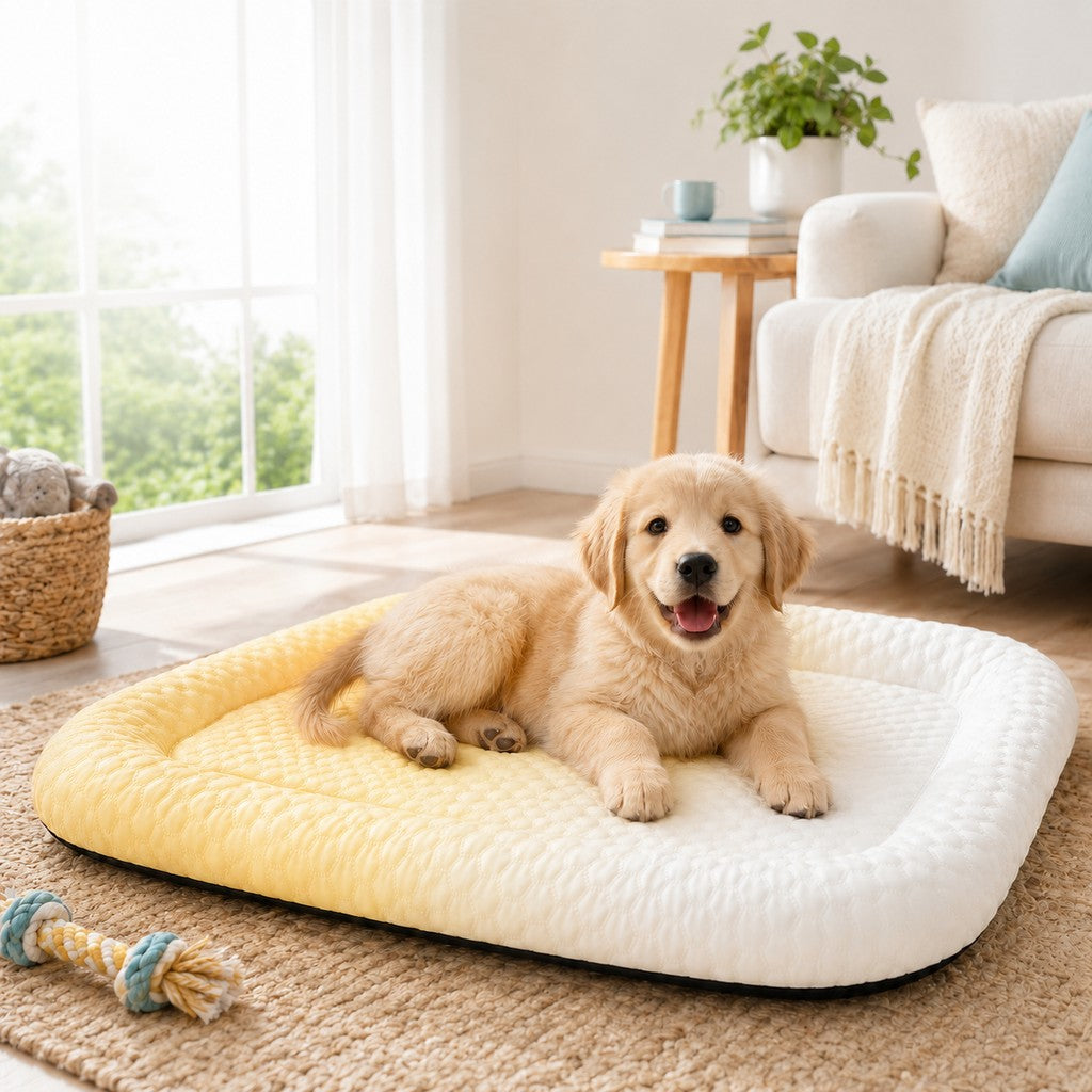 Ortekor Cool-Touch Gradient Pet Cooling Bed for Summer Naps - Breathable Bolster Rest Mat for Cats & Small Dogs