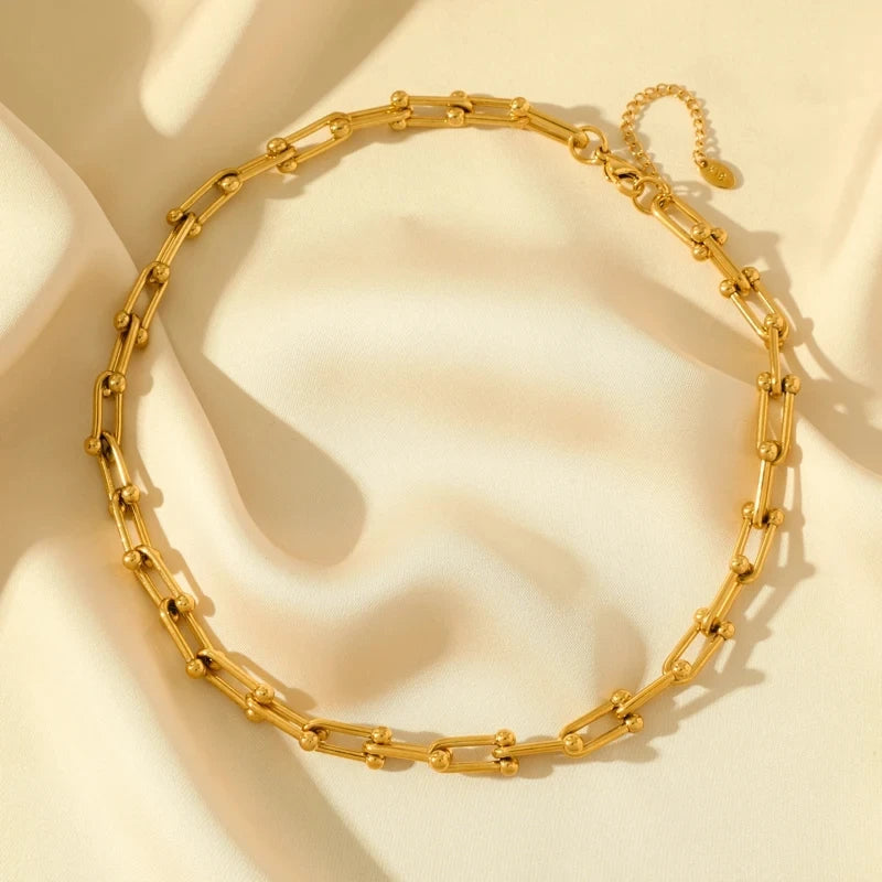 Colección Ortekor Aurielle | Juego de joyería de eslabones dorados con longitudes ajustables | Collar y pulsera elegantes para un estilo versátil