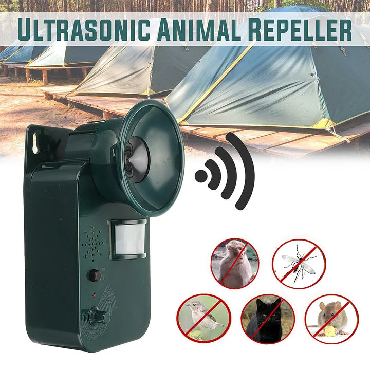 Ultrasonic Animal Repeller Outdoor Motion Sensor Pest Deterrent Device Waterproof Yard Protection for Deer Rodents Birds Battery Powered