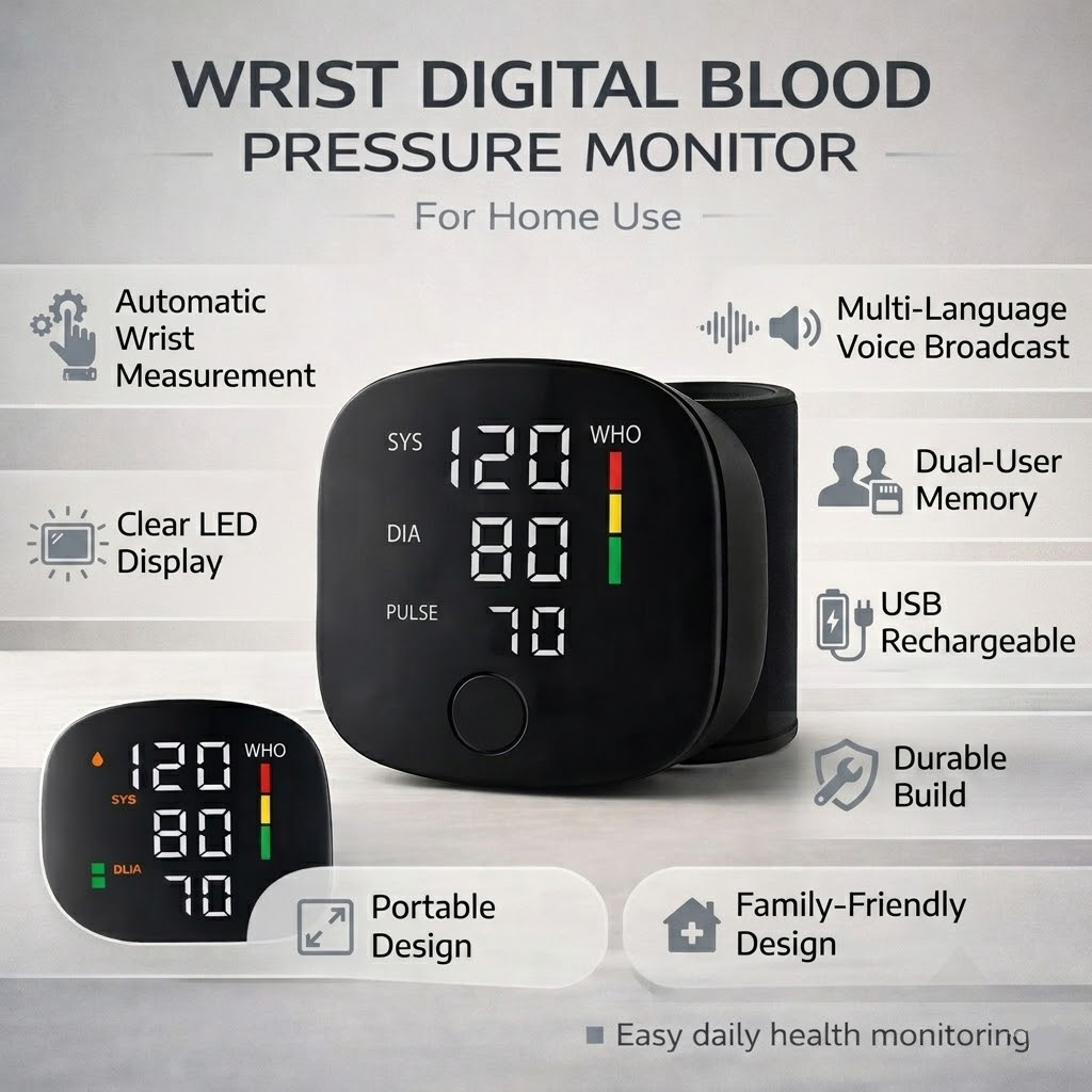 Monitor digital automático de presión arterial | Dispositivo preciso recargable por USB para el control de la salud en el hogar