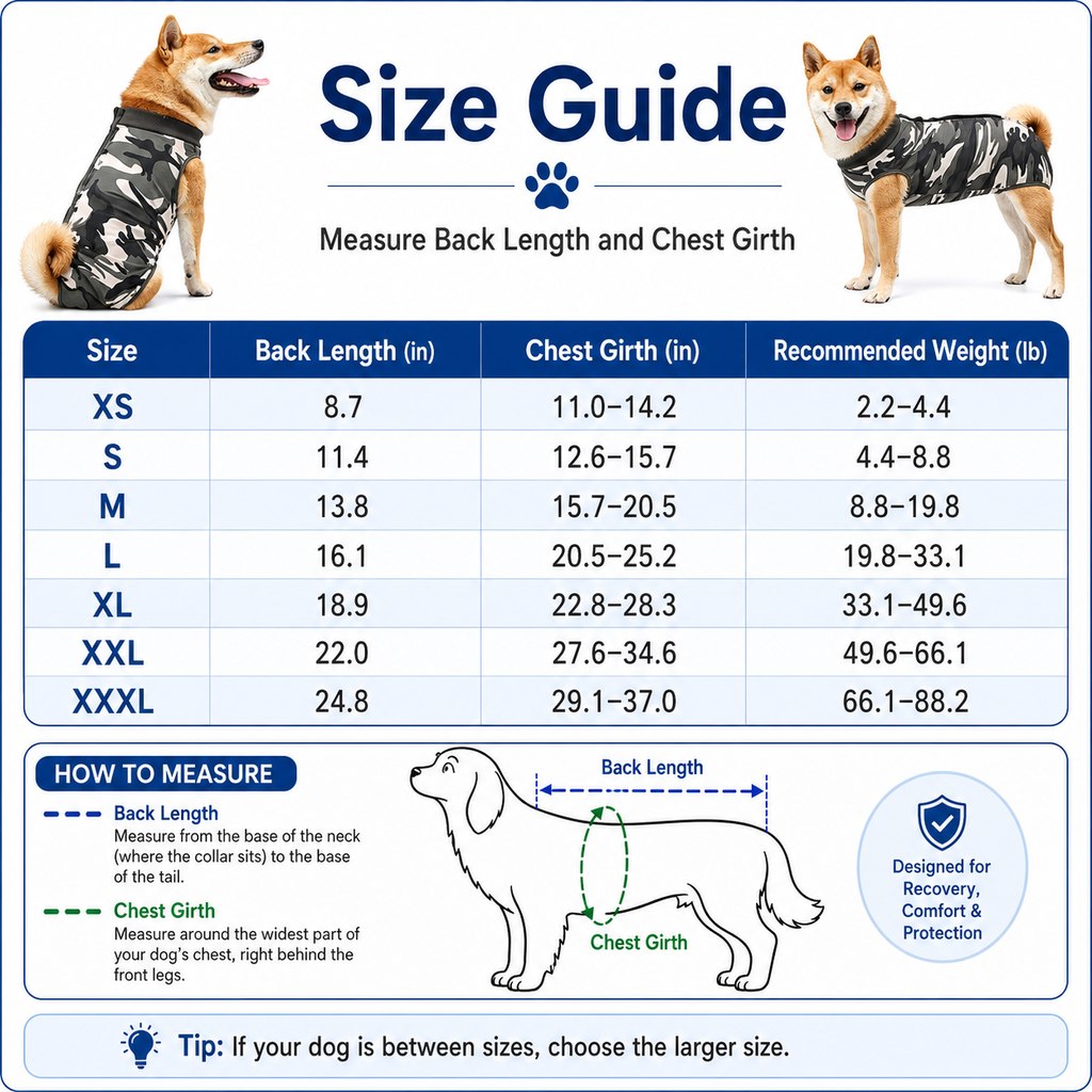 Ortekor Dog Post-Surgery Recovery Suit for Spay & Neuter - Anti-Lick Cone Alternative