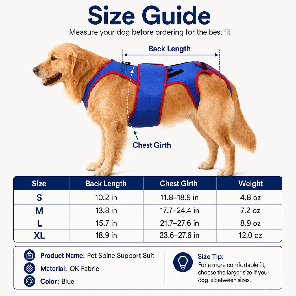 Ortekor Dog Spine Support Vest for Senior & Recovery Dogs - Adjustable Back Support for Walking & Daily Mobility