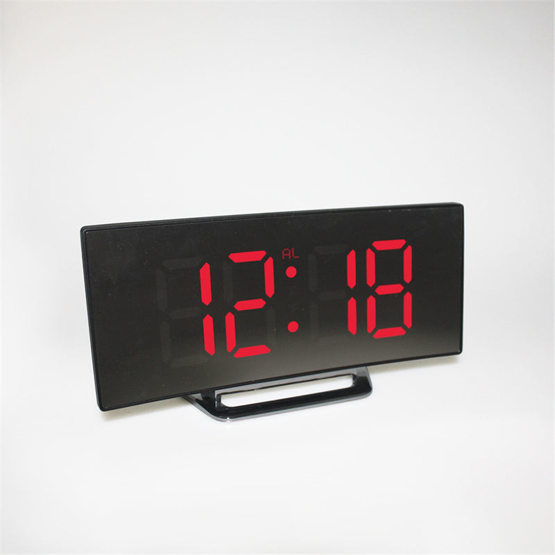 LED Bedside Alarm Clock with Curved Display for Nightstand, Desk & Office – Compact 2.8-Inch Time Display in Black – Modern Bedroom Clock fo