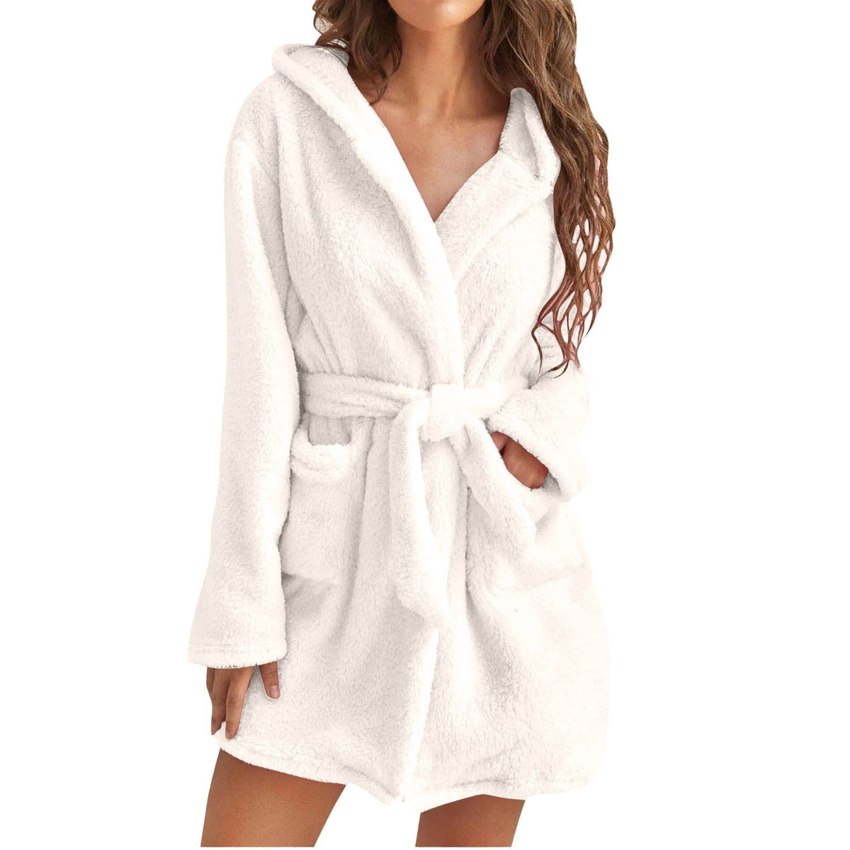 Women's Hooded Plush Robe – Ultra Soft Coral Fleece Bathrobe for Lounging, Mornings & Cozy Evenings at Home