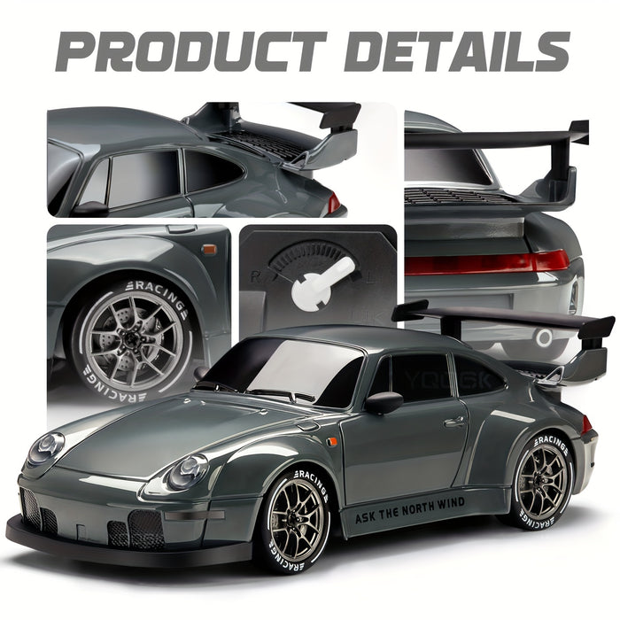 Mini Remote Control Drift Racer 4-Wheel Drive LED Glow Wheels 1:24 Scale Indoor Outdoor Track Racing Performance Car 2.4GHz Controller Recha