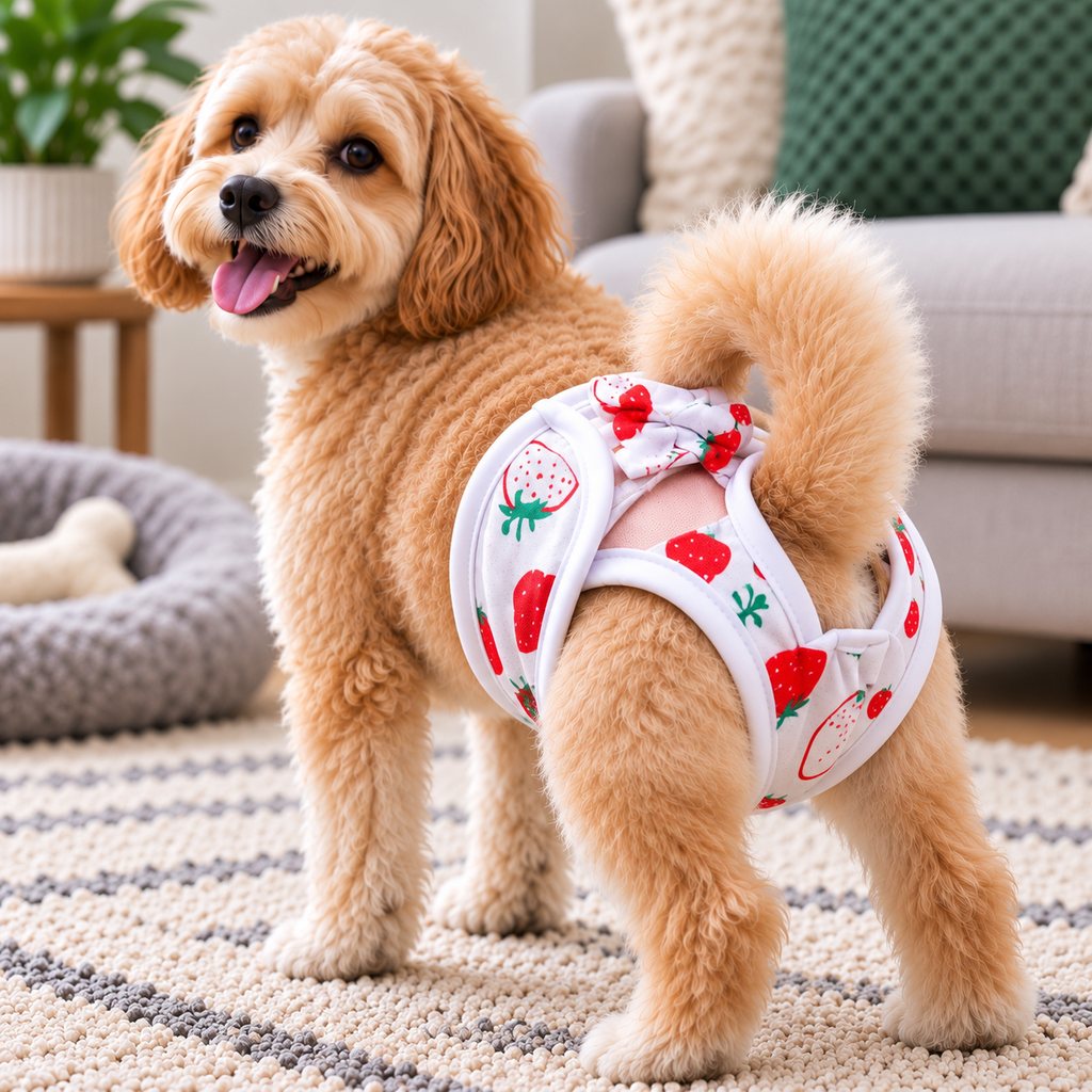 Ortekor Reusable Female Dog Sanitary Pants for Heat Cycles & Indoor Accidents - Adjustable Small Dog Diaper Cover