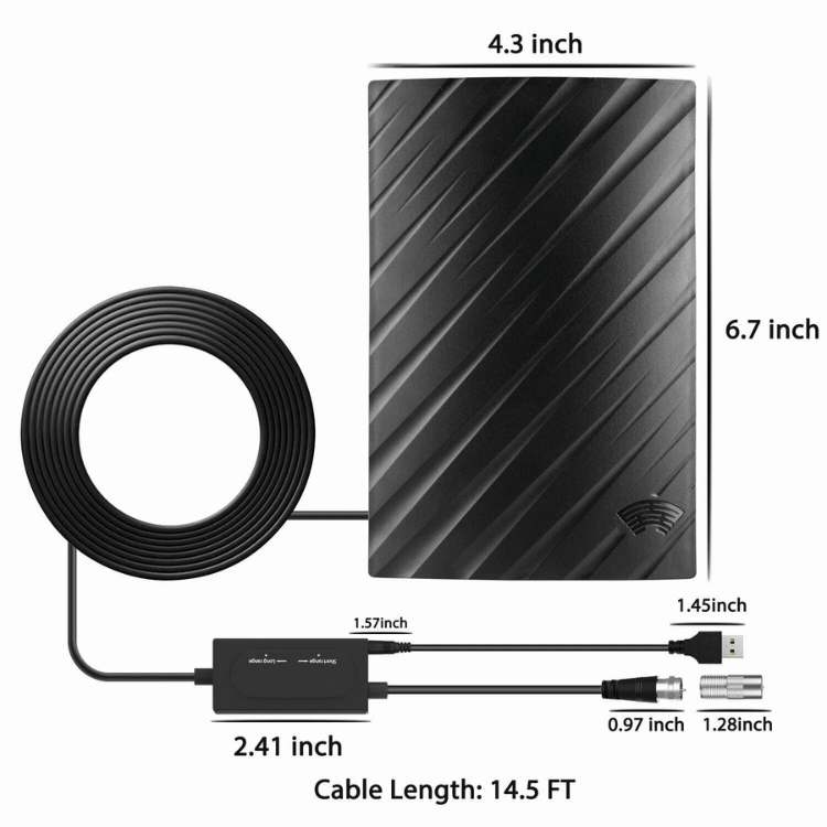 Indoor Digital TV Antenna with 4K HD Reception & 600-Mile Range for Local Broadcast Channels