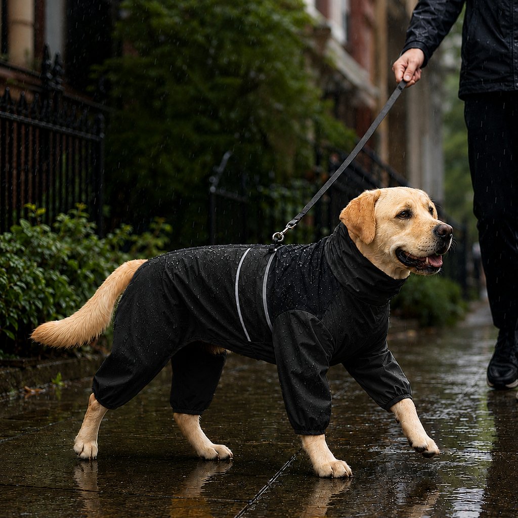 Ortekor Full-Body Waterproof Dog Rain Suit for Muddy Walks - Keeps Belly & Legs Cleaner