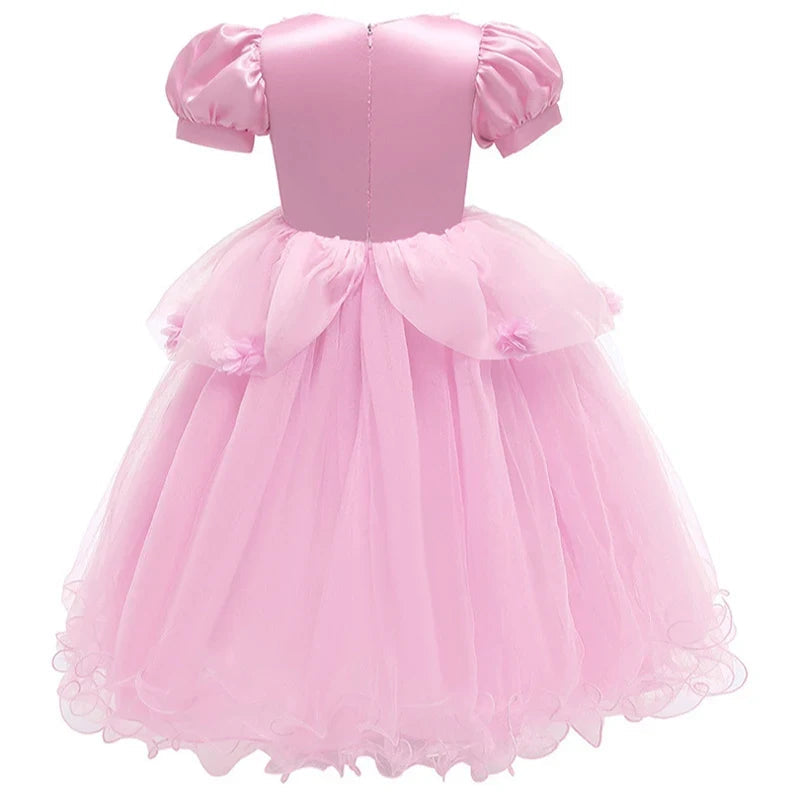 Vestido de princesa encantador | Vestido de fiesta de encaje para niñas con mangas abullonadas | Perfecto para Halloween y eventos especiales