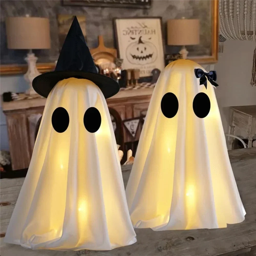 Halloween Ghost Figurine Set 2 Piece, Ghost Decorations for Shelf, Halloween Party Decor, Halloween Indoor Decor