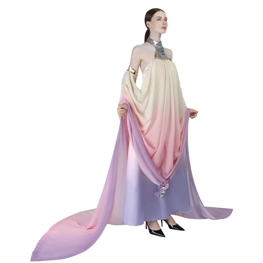 Sueños Celestiales | Vestido de Princesa Galáctica con Paneles Fluidos | Disfraz Elegante para Eventos Mágicos