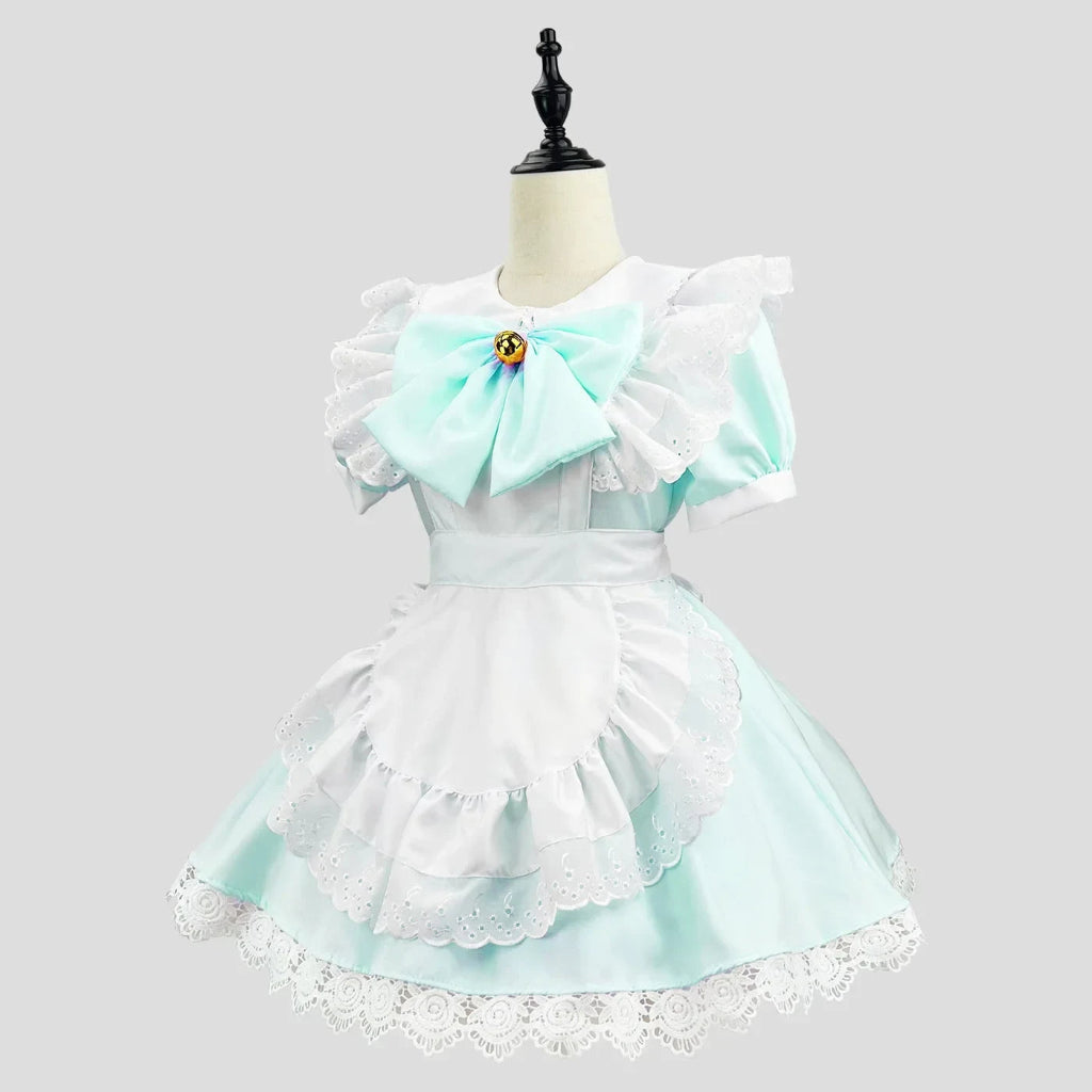 Conjunto de disfraz de criada gótica elegante con vestido de volantes y delantal para Halloween