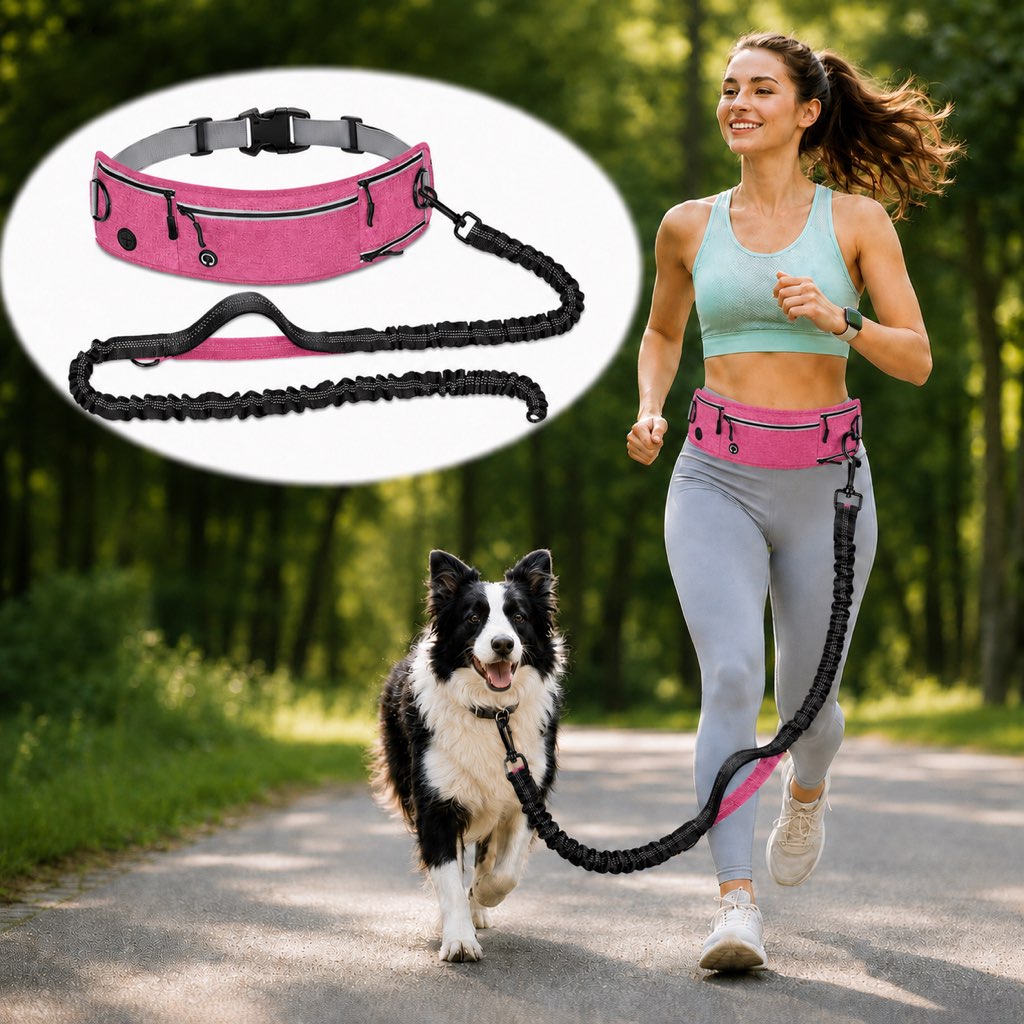 Ortekor Hands-Free Dog Running Leash Waist Belt – Shock Absorbing & Reflective, Perfect for Jogging, Hiking & Outdoor Walks with Your Dog