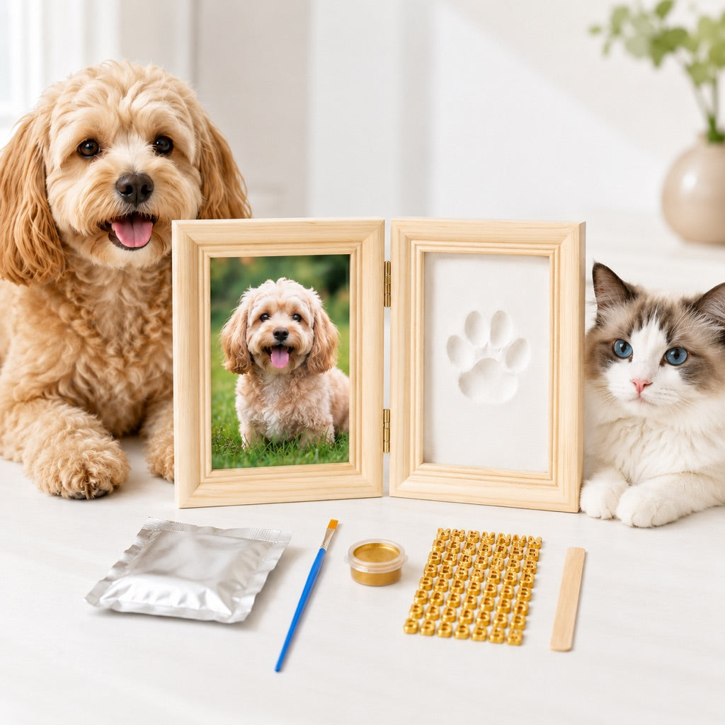 Ortekor Pet Paw Print Frame Kit for Dogs & Cats - DIY Keepsake Photo Frame for Home Display, First Paw Memories & Pet Loss Sympathy Gift