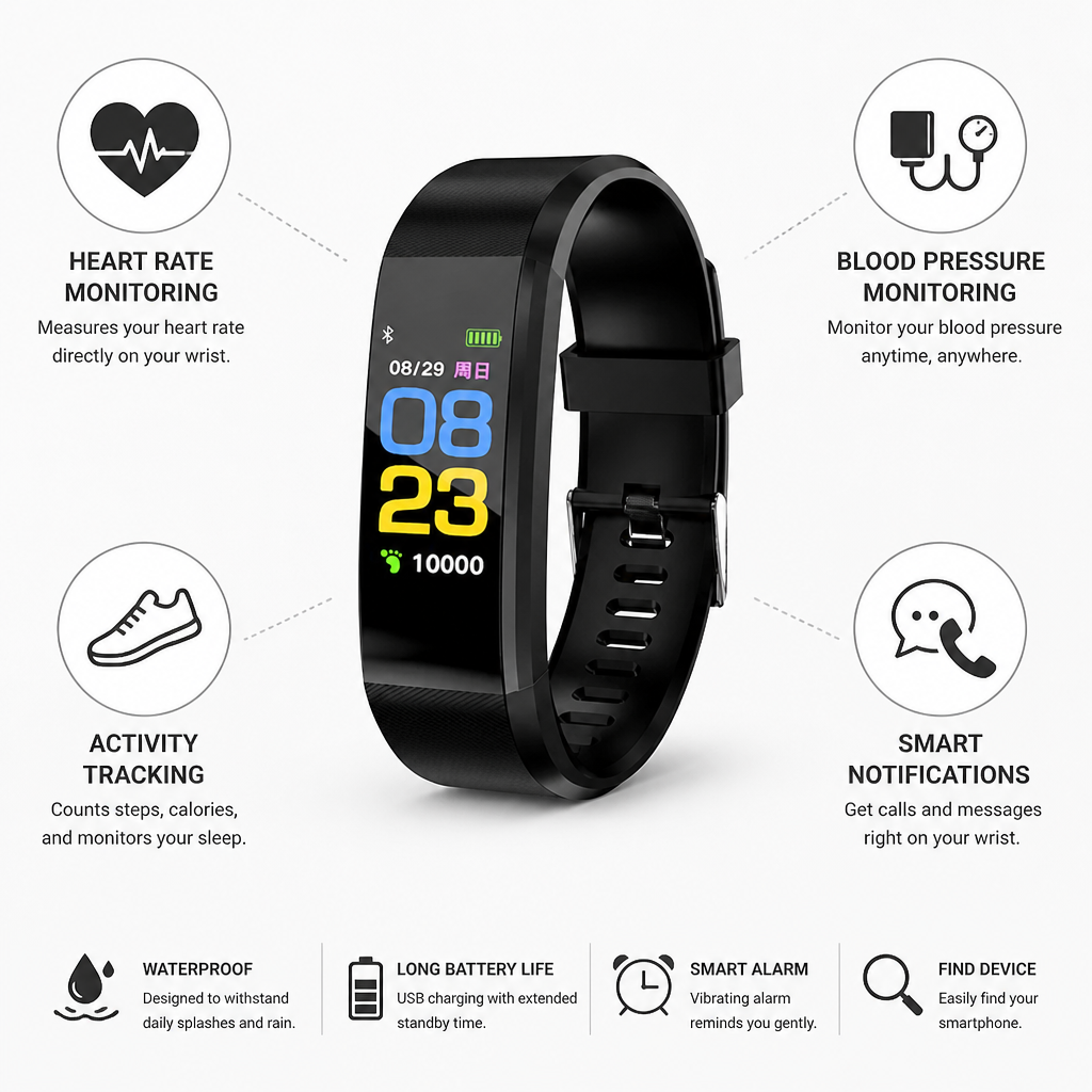 Accurate Heart Rate & Blood Pressure Smartwatch (For Seniors)