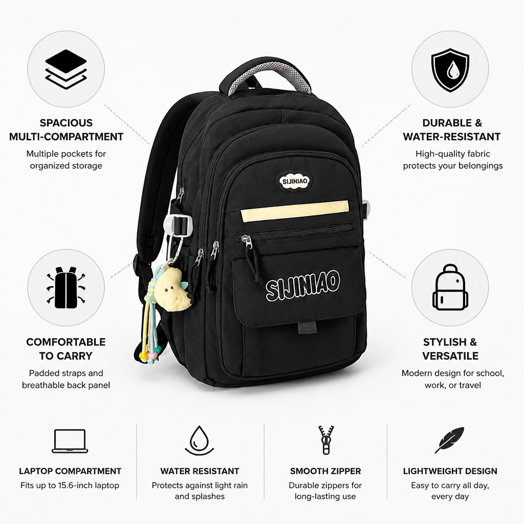 Mochila escolar impermeable en forma de gota (compartimentos para portátil y tableta)