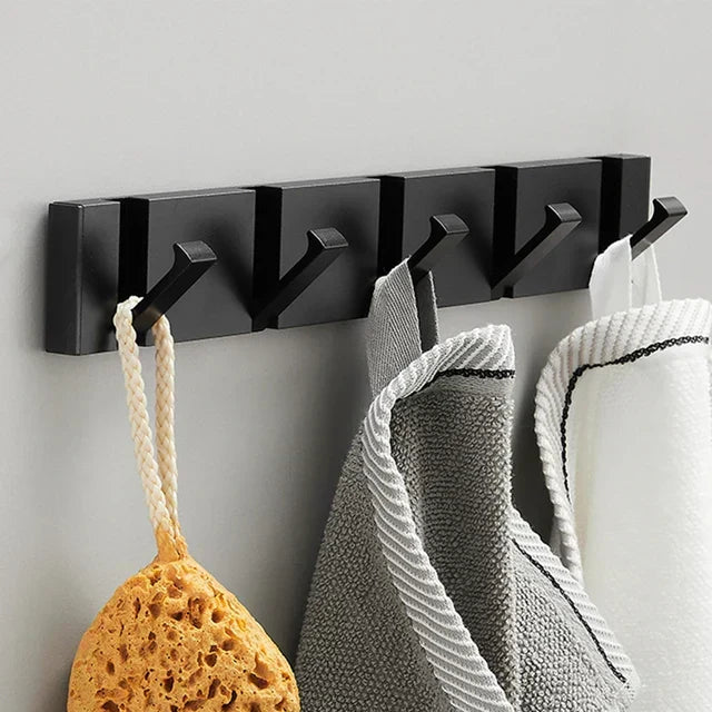 Flip-Up Stainless Steel Hook for Entryway Bathroom Kitchen Space-Saving Coat Towel Rack Organizer Multi-Hook Storage System for Apartment Co