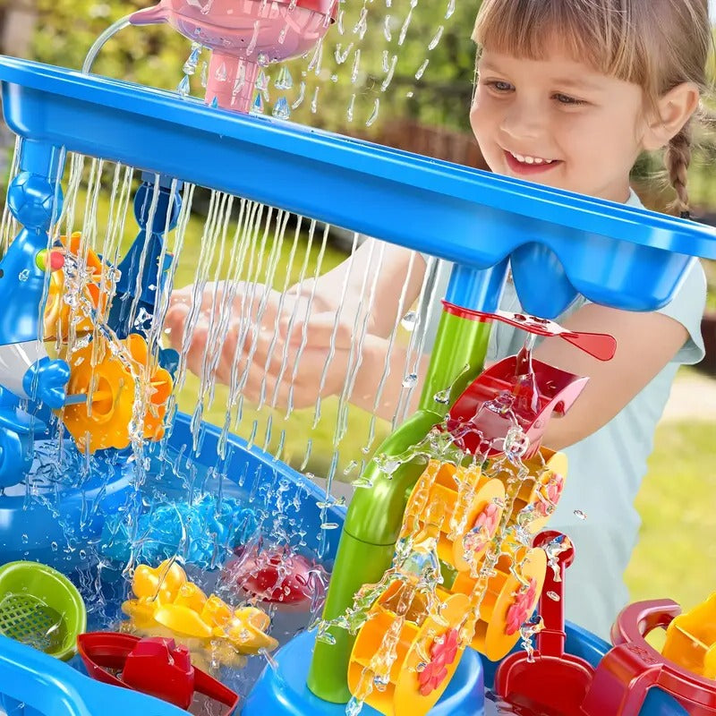 Mesa de juegos para exteriores | Mesa de arena y agua todo en uno con diseño de secciones múltiples | Juego interactivo para niños