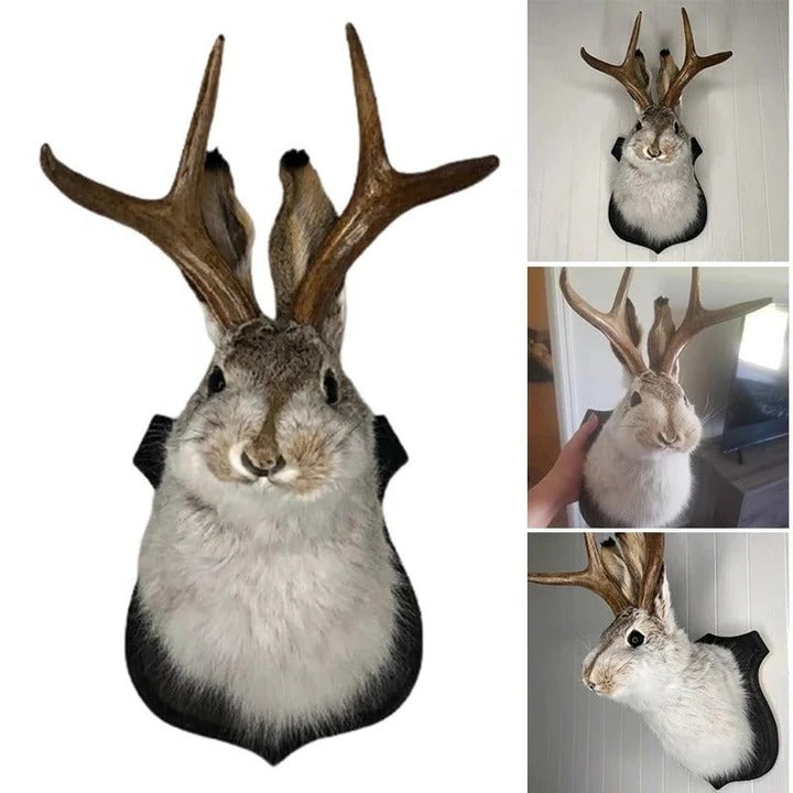 Arte de pared decorativo de Jackalope de madera