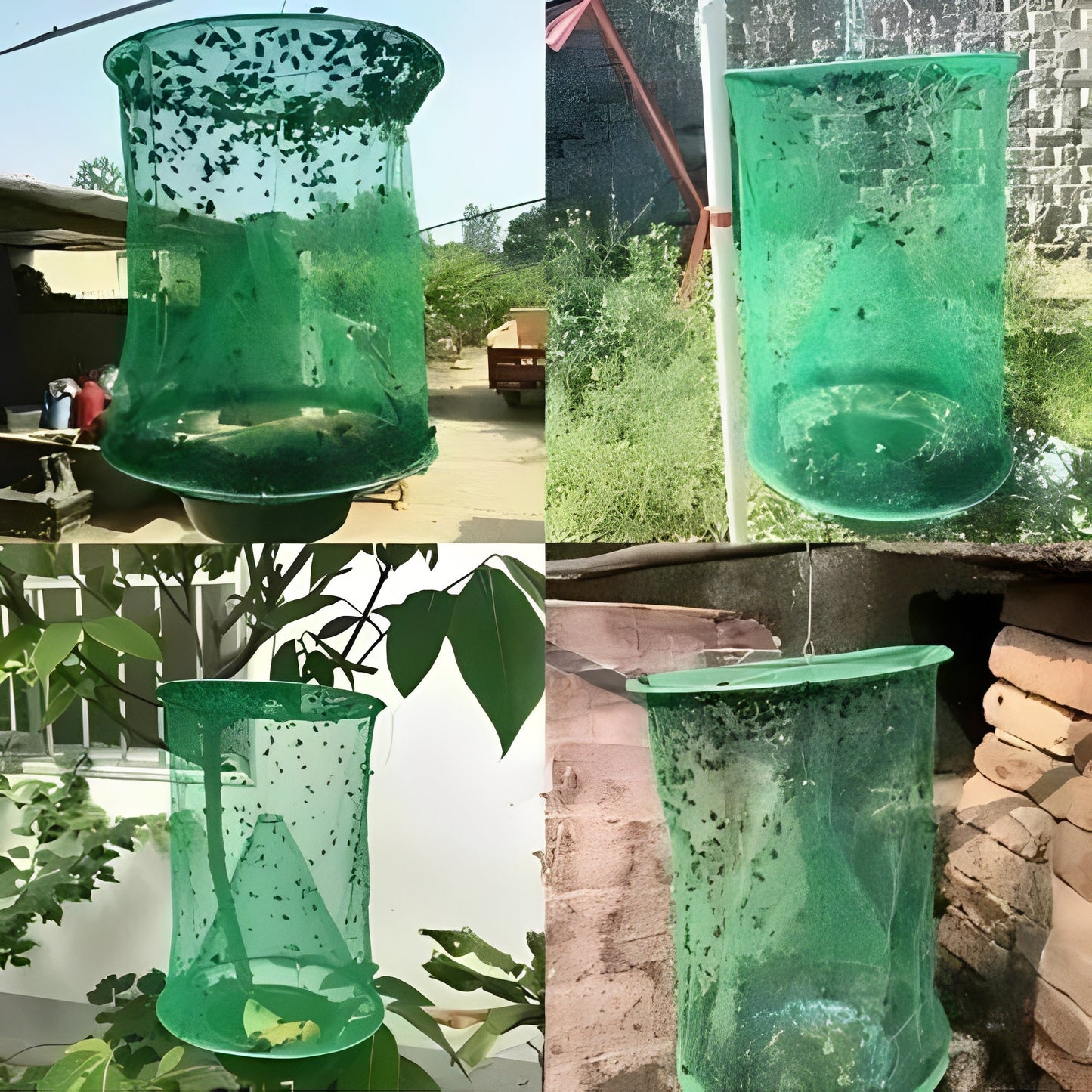 Trampa eficaz para moscas de exterior con recipiente para cebo