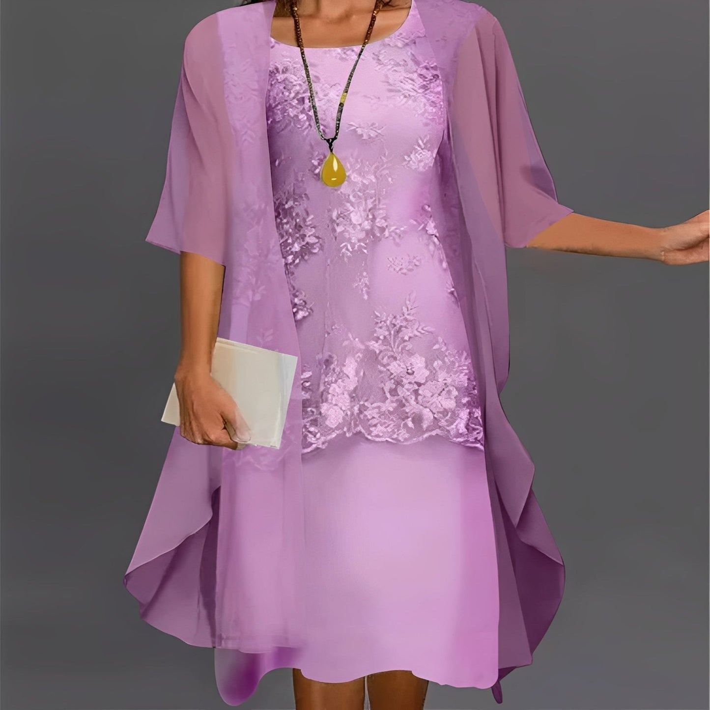 Elegante vestido de dos piezas con encaje para mujer