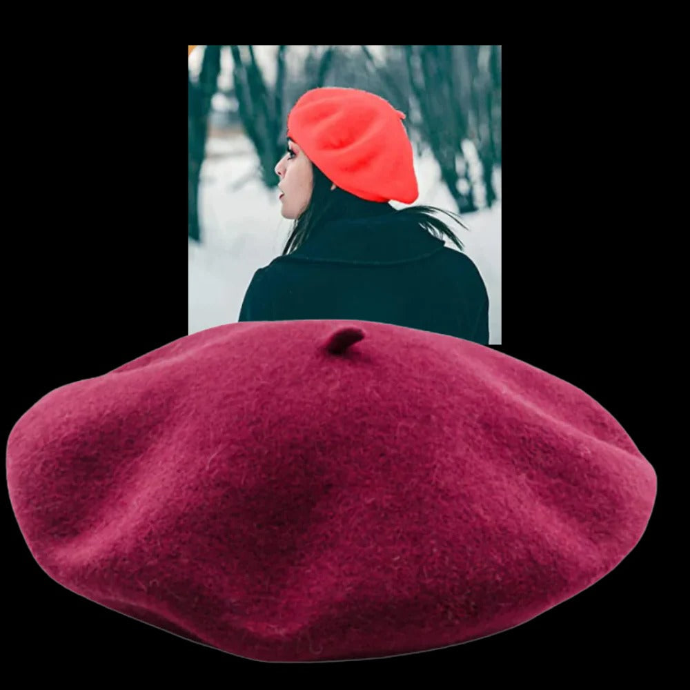 Gorro de boina de lana suave para mujeres y niñas