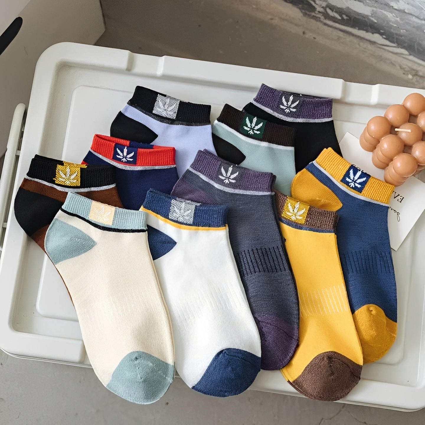 Calcetines de tripulación para hombre, multicolor, paquete de 20