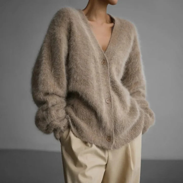 Suéter de cuello redondo de cachemira suave para mujer
