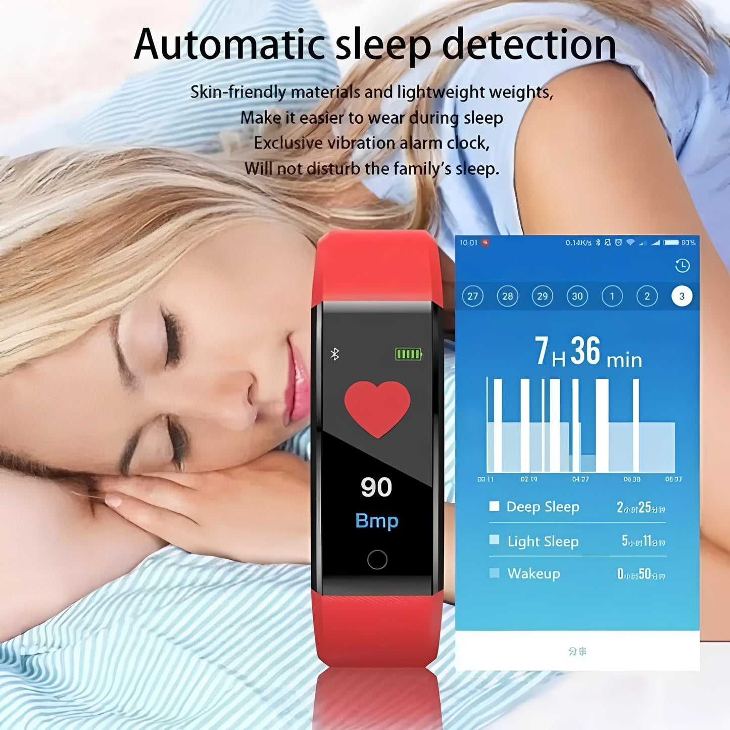 Pulsera de actividad deportiva con pulsómetro y pantalla digital