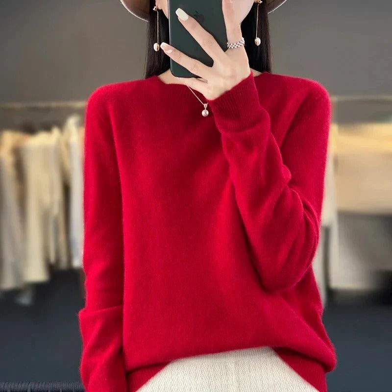 Suéter de cuello redondo de lana merino suave