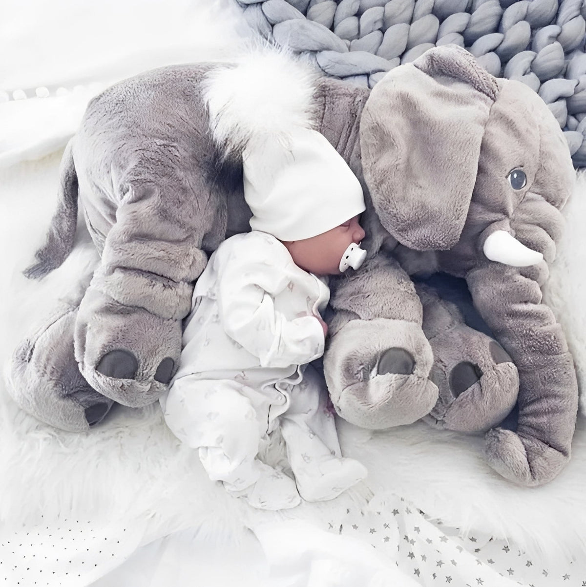 Cozy Elephant | Infant Cuddle Pillow with Supportive Backrest | Plush Comfort for Sleep and Play