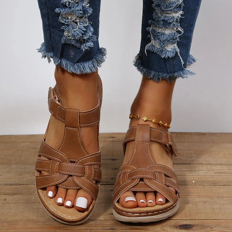 Sandalias cómodas para mujer con hebilla ajustable para soporte ortopédico