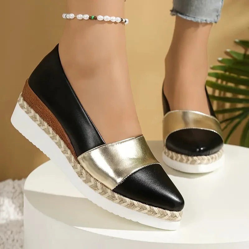 Cómodas sandalias de cuña con plantilla suave y hebilla ajustable